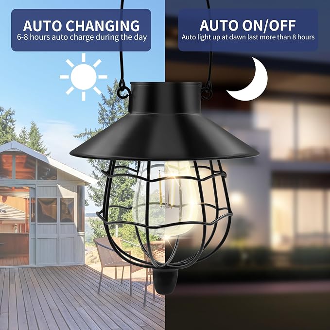 2 Pack Solar Lanterns Outdoor Waterproof Hanging Solar Lights - Image 3