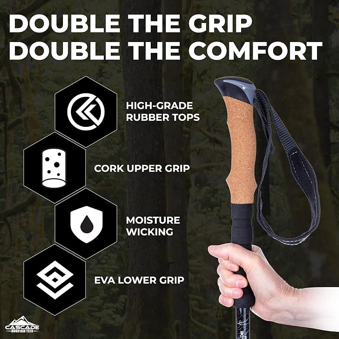 Cascade Mountain Tech Lightweight Aircraft-Grade Aluminum Trekking Poles - Image 4