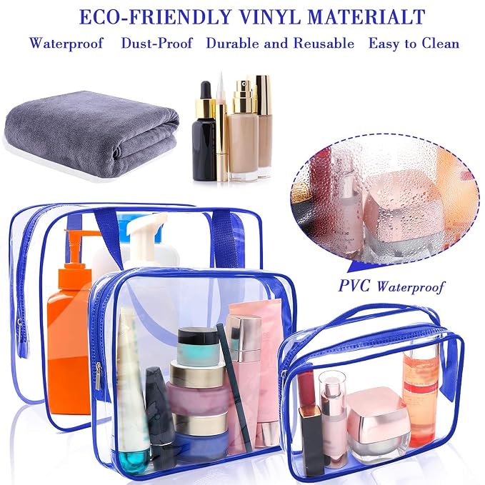 APREUTY Clear Makeup Bags, TSA Approved 6Pcs Cosmetic Makeup Bag Set Clear PVC - Image 2