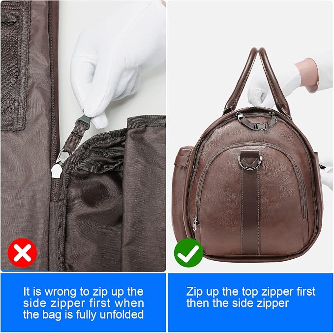 Modoker Convertible Leather Garment Bag, Carry on Garment Bags - Image 7