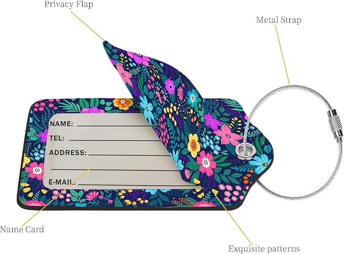 2 Pcs Luggage Tags for Suitcase, Cute Unique PU Leather Travel Bag Tag - Image 2