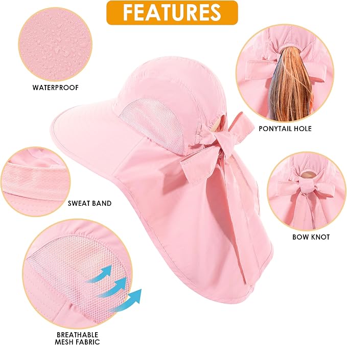 Womens Sun Hat UV Protection, Foldable Waterproof Wide Brim Bucket Hats - Image 6