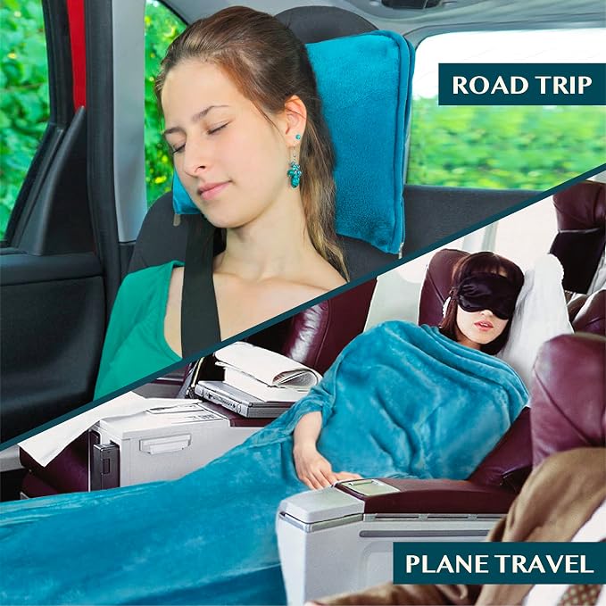 PAVILIA Travel Blanket and Pillow, Arms Opening Airplane Blankets - Image 6