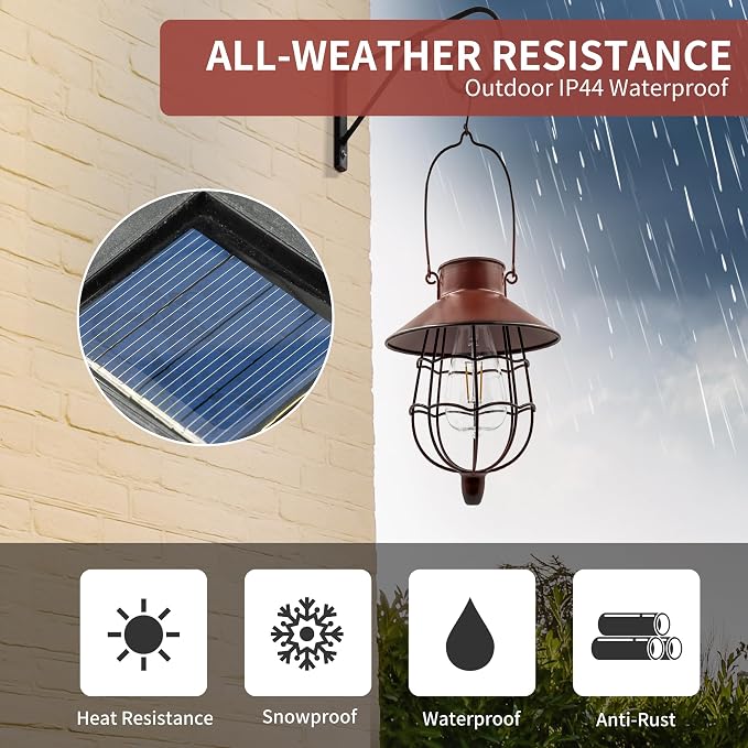 2 Pack Solar Lanterns Outdoor Waterproof Hanging Solar Lights - Image 6
