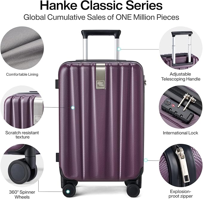 Hanke Luggage Sets 3 piece Carry On Luggage - Image 3