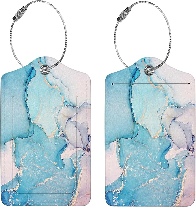 2 Pcs Luggage Tags for Suitcase, Cute Unique PU Leather Travel Bag Tag - Image 4