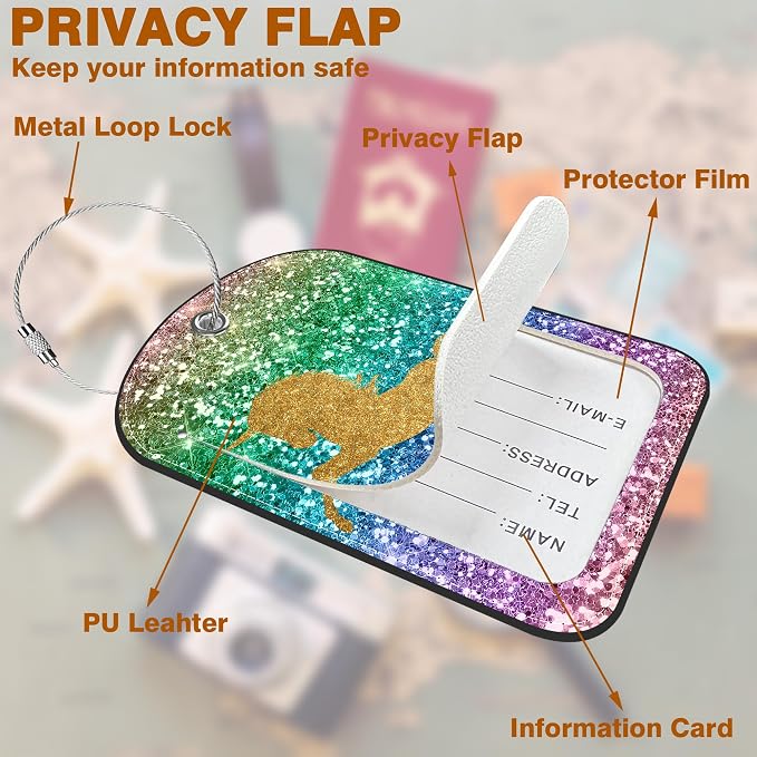 2 Pack Luggage Tag for Suitcase Sparkles Unicorn Leather Suitcase Tags - Image 3