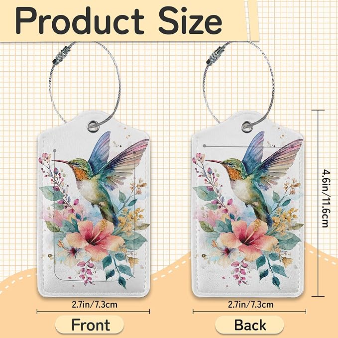 Hummingbird Flowers 3 Pack Luggage Tags - Image 3