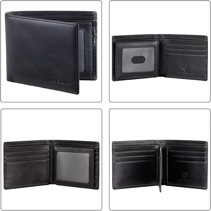 VISOUL Leather Mens Bifold RFID Blocking Wallet - Image 2