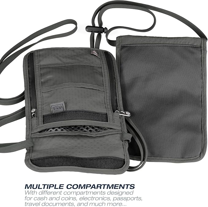 Lewis N. Clark RFID Blocking Stash Neck Wallet, Travel Pouch + Passport Holder - Image 7