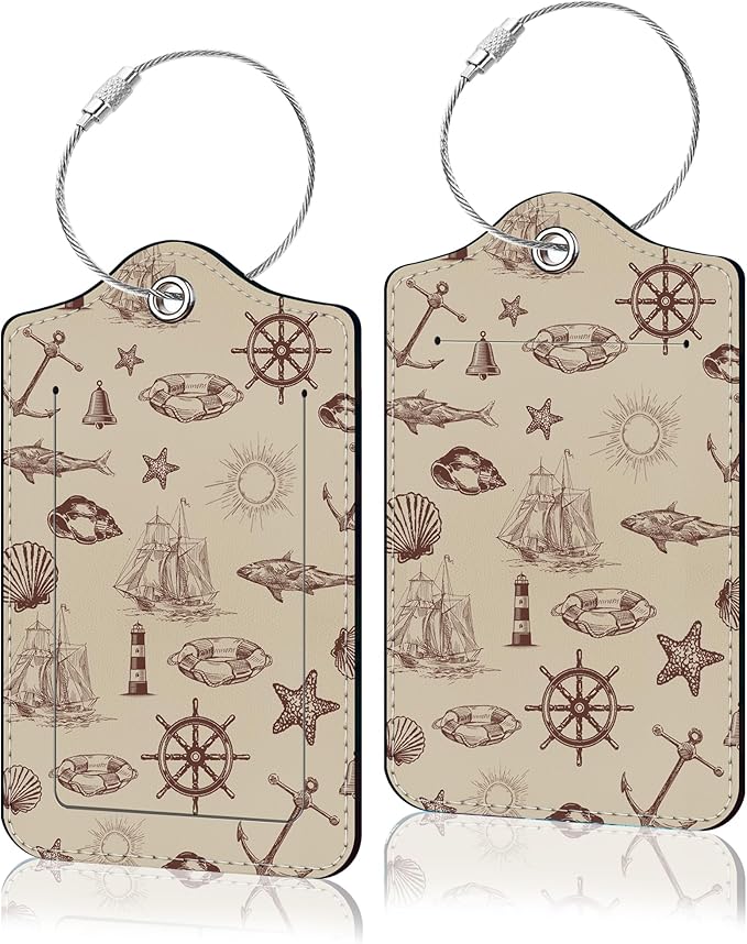 2 Pack Luggage Tag for Suitcase, Cute Unique Leather Suitcase Tags Identifiers by COWDIY