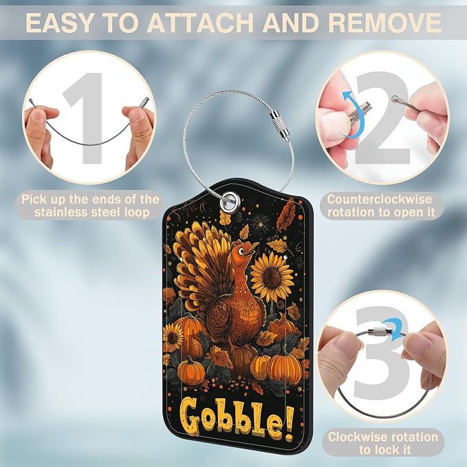 2 Pack Pumpkin and Sunflower Luggage Tags - Image 4