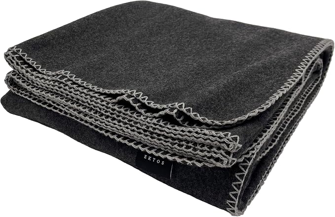 EKTOS 100% Virgin Wool Blanket, Thick Fabric, Winter Essentials by EKTOS