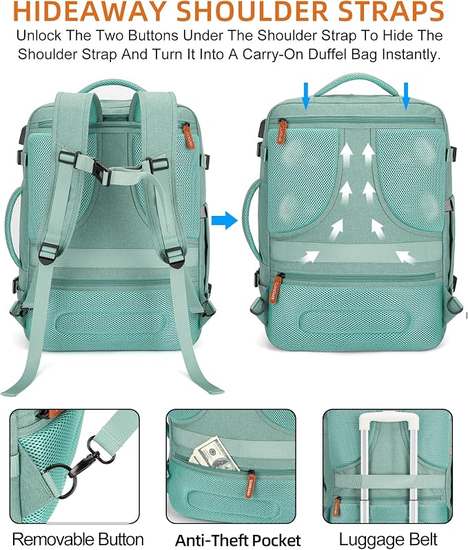 Travel Laptop Backpack, 42L Carry on Luggage, Flight Approved Expandable - Image 4