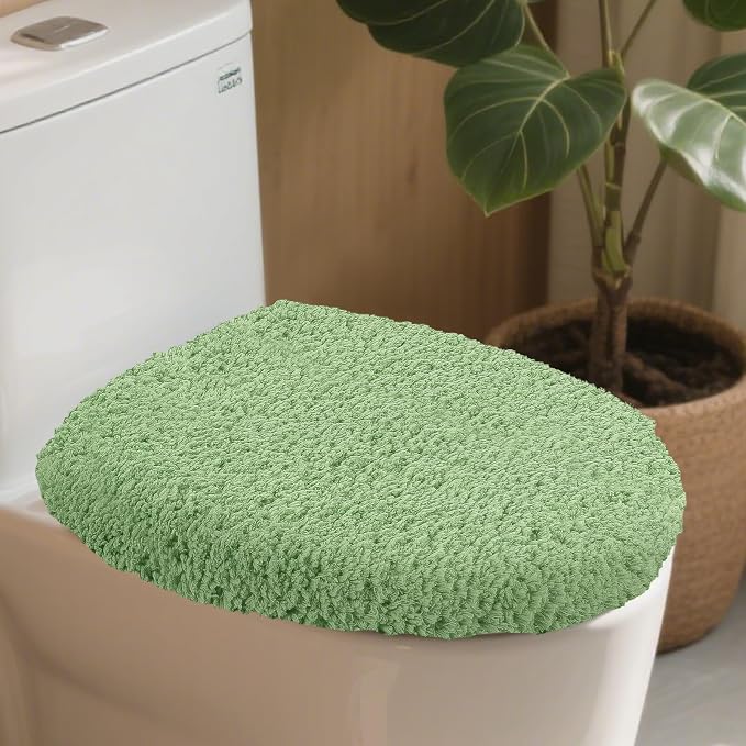 Microfiber Elongated Toilet Seat Cover 19.5"x 15" Machine Washable Solid Toilet - Image 6