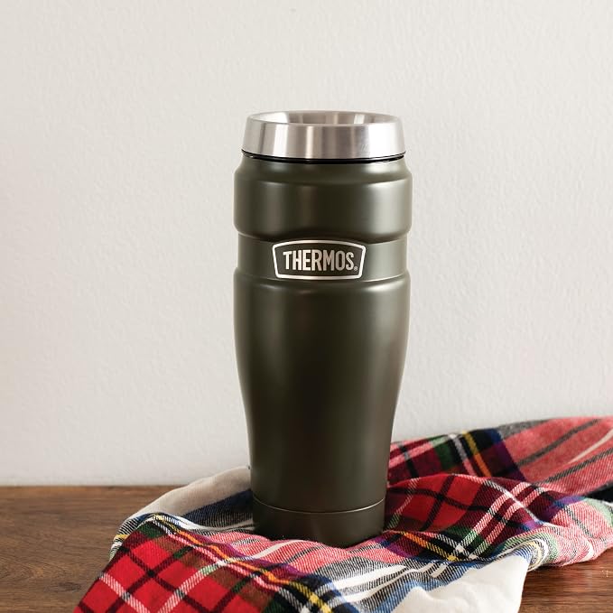 THERMOS Stainless King Vacuum-Insulated Travel Tumbler, 16 Ounce, Army Green - Image 7