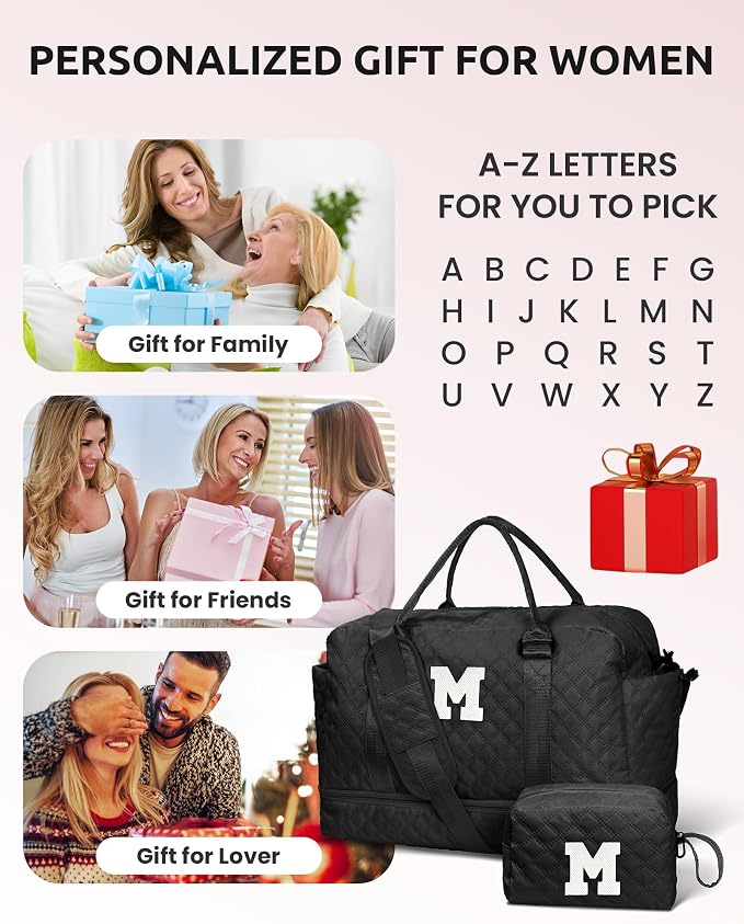 Initial Duffle - Personalized Monogram Travel Bag - Women Overnight Bag with - Image 7