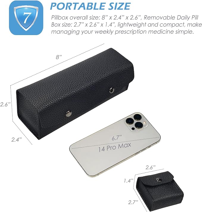 VOFOON Travel Pill Organizer 4 Times a Day, Weekly Pill Box 4X a Day Medicine - Image 2