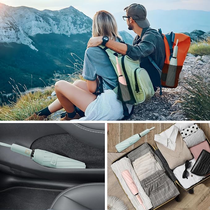 2-Pack Windproof, Waterproof, UV-Blocking Portable Travel Umbrella, Compact Sun - Image 7