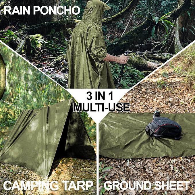 salamra Hooded Rain Poncho Waterproof Raincoat Jacket - Image 5