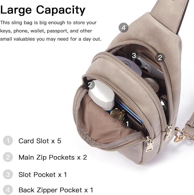 Telena Small Sling Bag for Women Leather Crossbody Fanny Packs Chest Bag for - Image 3
