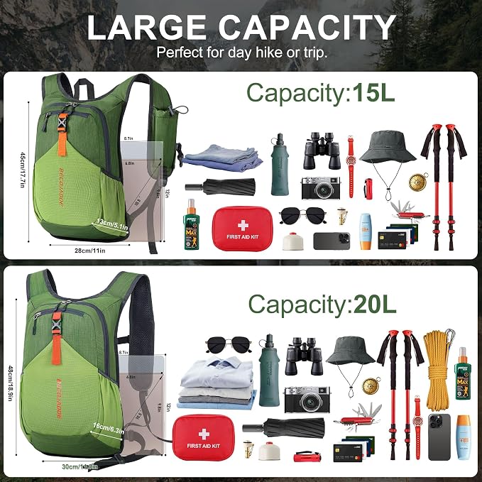 20L Small Hiking Backpack for Men Women Foldable Packable Back Pack Ultralight - Image 5