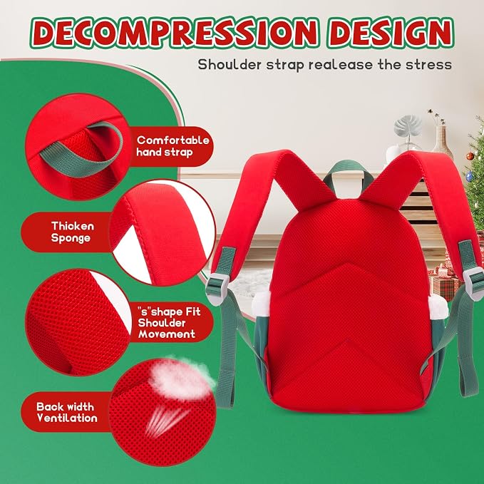 SUN EIGHT Kids Christmas Backpack – Glow in the Dark Santa & Reindeer Design - Image 5