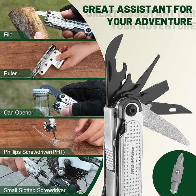 MOSSY OAK Multitool, 20-in-1 Stainless Steel Multi Tool Pliers, Self-locking - Image 4