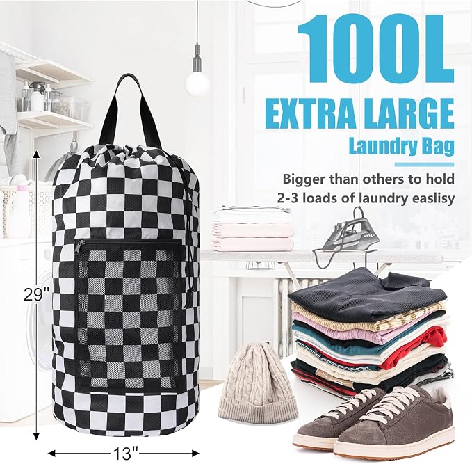 Positive Square Travel Laundry Bag Backpack, Portable - Image 3