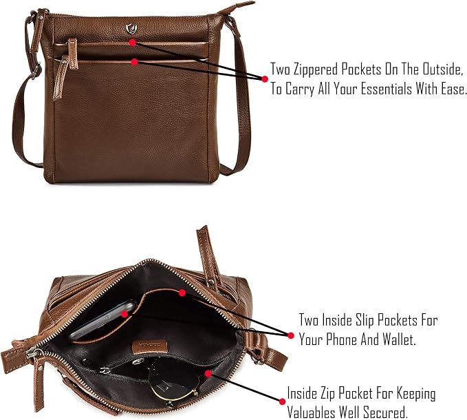 Small Soft Genuine Leather Crossbody Purse Women’s Sling Crossover Shoulder - Image 3