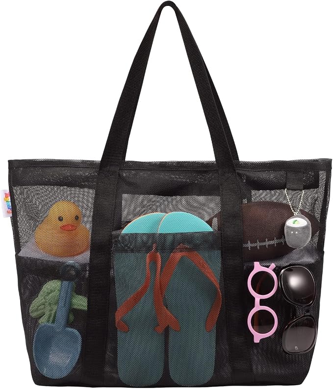 Tagitary Mesh Beach Bag with Zipper Large Beach Tote Waterproof Sandproof with by Tagitary