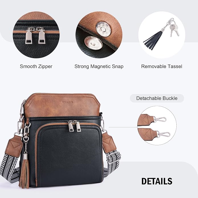 Crossbody Purse for Women, Lightweight Medium Crossbody Bag Soft Leather - Image 6