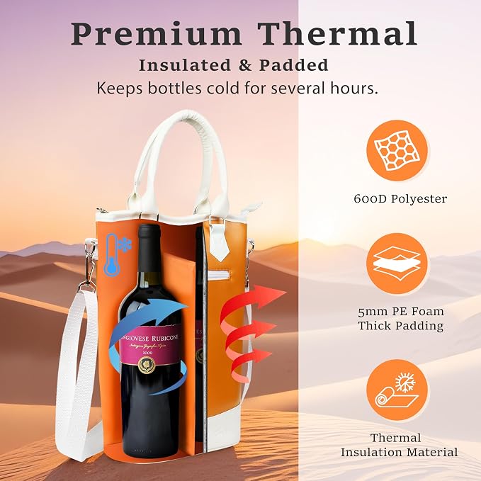 Tirrinia Insulated Wine Gift Carrier Tote - Image 5