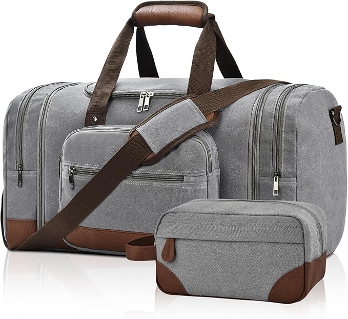 Litvyak Duffle Bag for Travel, 50L Canvas Travel Duffel Bags Overnight Weekend by Litvyak