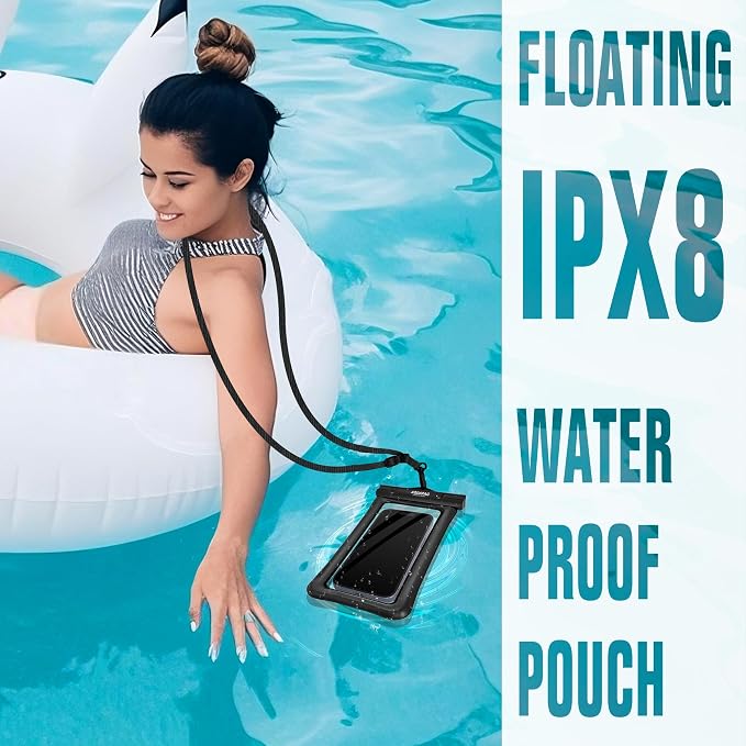NEPHI IP68 Waterproof Phone Pouch -Up to 8.0"，Adjustable Neck Lanyard Floating - Image 2