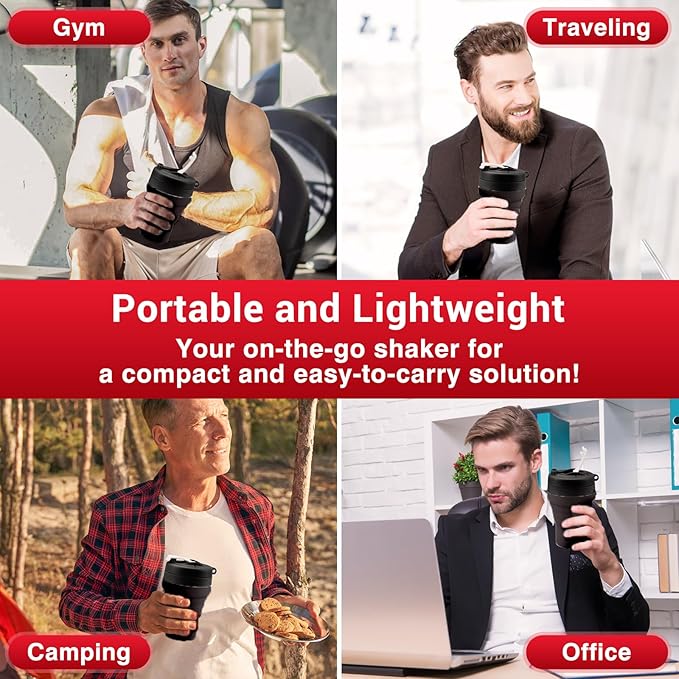 Collapsible Protein Shaker & Water Bottle Food-Grade, Leakproof Lid 600mL/20oz - Image 6