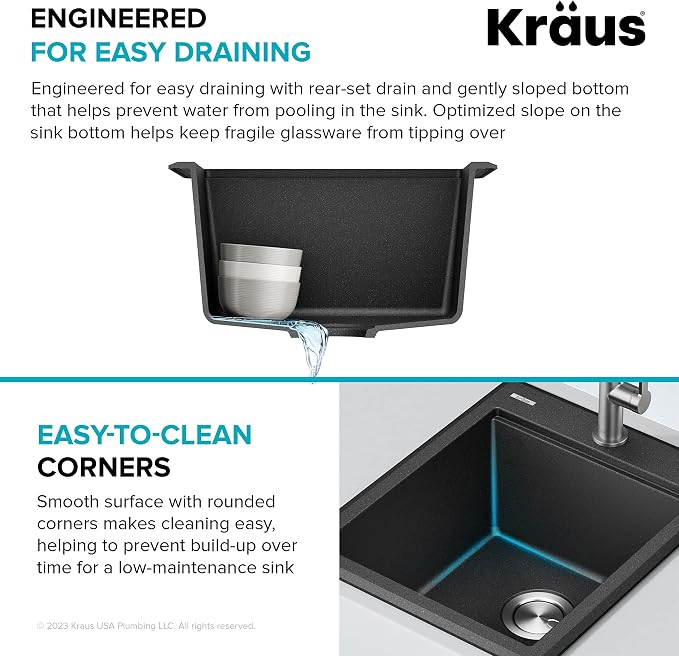 KRAUS Bellucci 18-inch Granite Workstation Drop In Top Mount Single Bowl - Image 11
