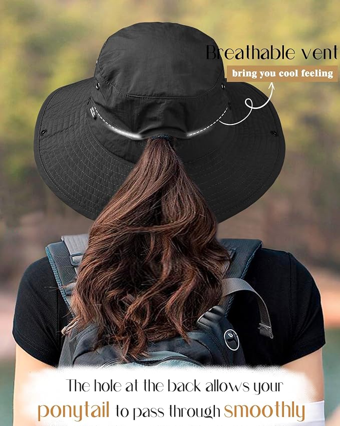 FURTALK Sun Hats for Women Ponytail UPF 50+ Beach Summer Hat Wide Brim Packable - Image 3