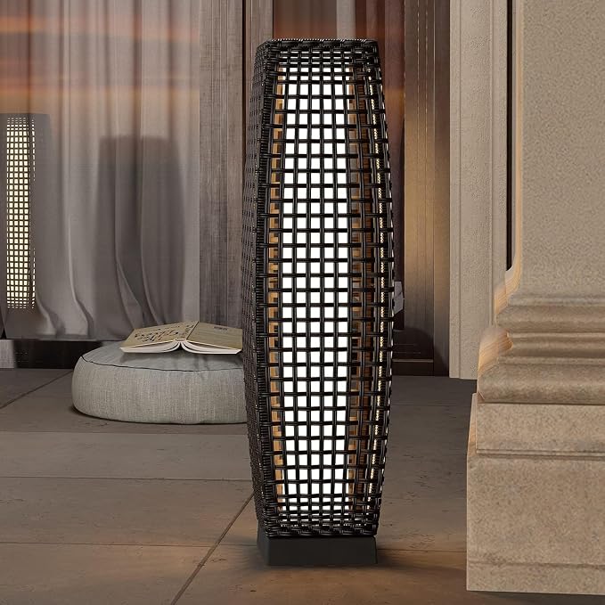 Grand patio Solar Outdoor Floor Lamp Water-Resistant Wicker Deck Lantern Light by GrandPatio