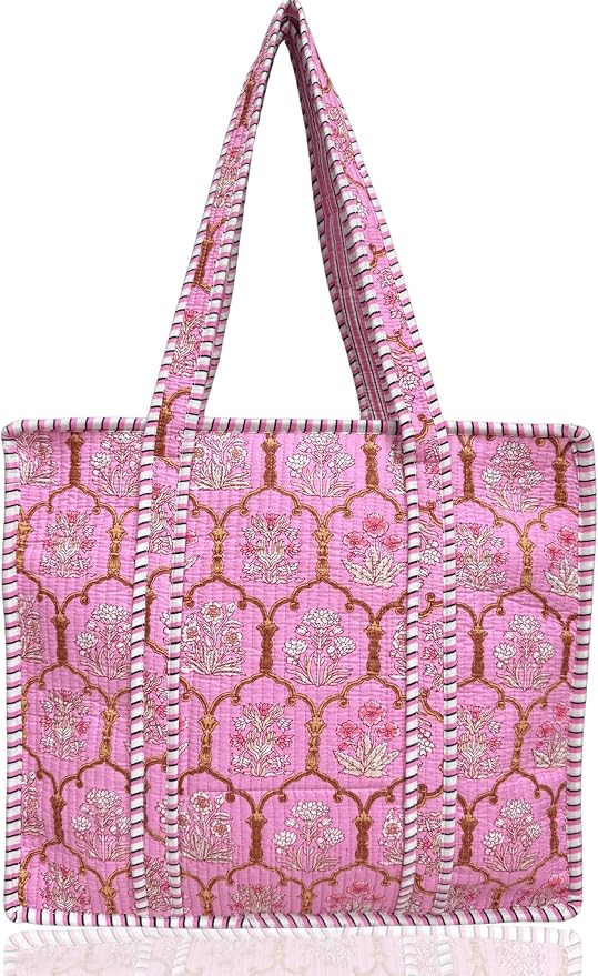 Cotton Quilted Tote Bag for Women – Large Beach & Travel Tote by ThirdEyeExport