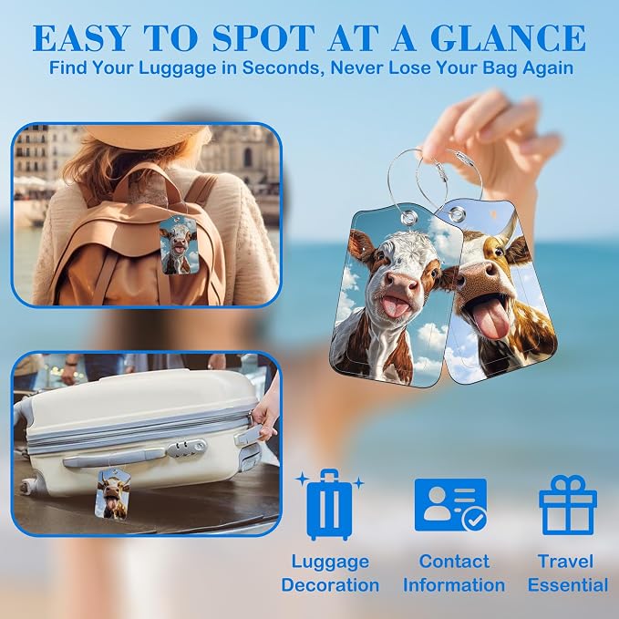 Cute Cow Sticking Out Tongue Luggage Tags - Image 6