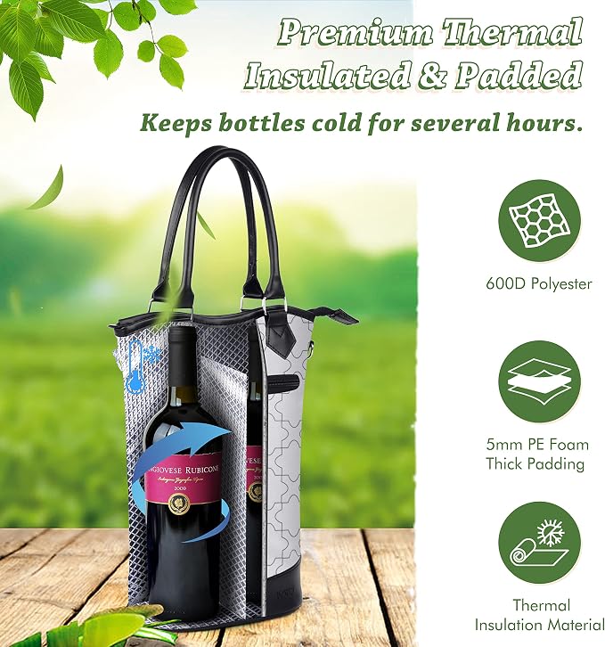 Tirrinia Insulated Wine Gift Carrier Tote - Image 5