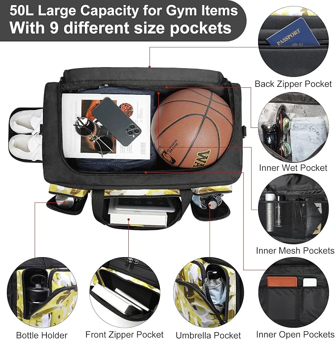 4-Way Gym Bags for Men Gym Duffle Bag Sports Duffle Bag Backpack - Image 4