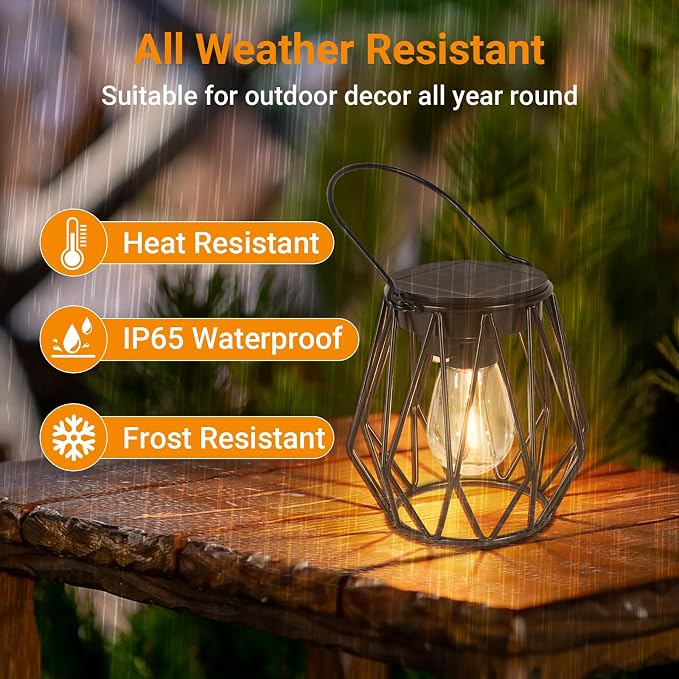 Solar Lanterns Outdoor Waterproof, Upgraded Powered Hanging Solar Lights - Image 4