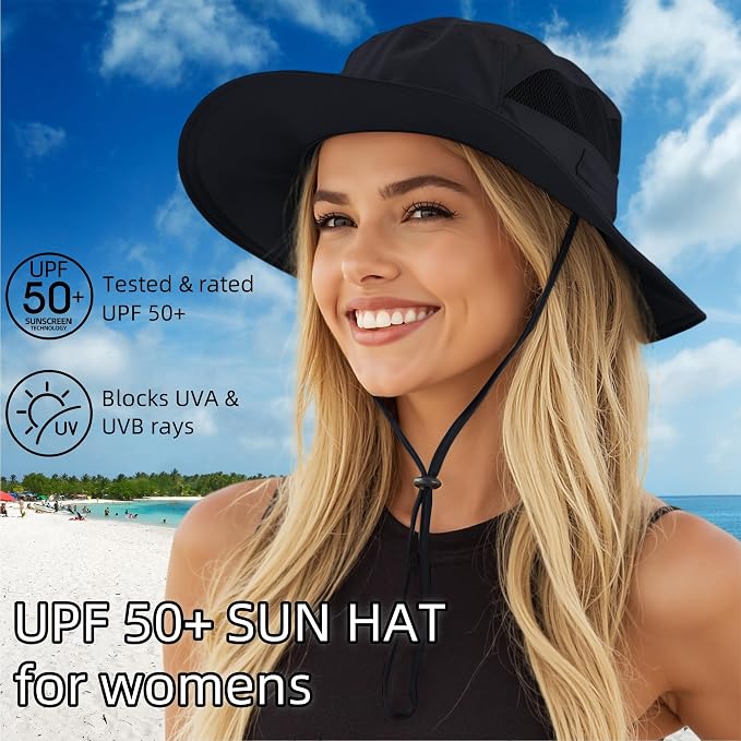 Connectyle Women's UPF 50+ Sun Hat UV Protection Wide Brim Bucket Hat Summer - Image 2