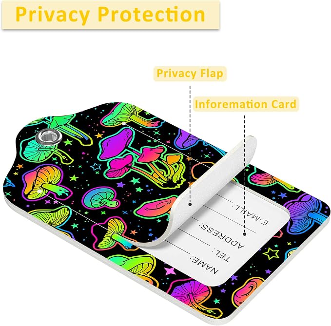 2 Pack Colorful Mushrooms Luggage Tags - Image 4