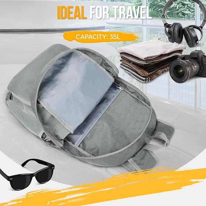 ZOMAKE Lightweight Packable Backpack 35L, Light Foldable Backpacks Water - Image 3