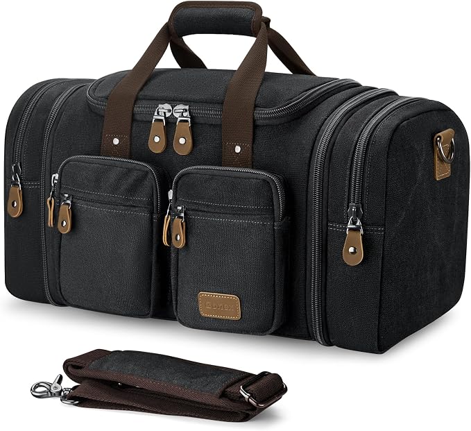 Gonex Canvas Duffle Bag for Travel, Expandable Water Resistant 50L Carry on by Gonex
