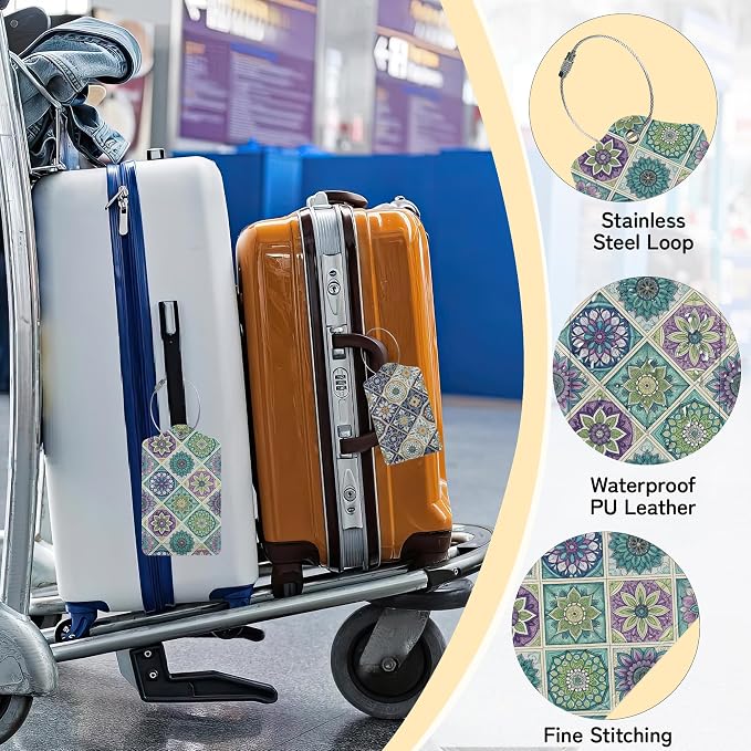 Vintage Mandala Floral Luggage Tag - Image 5
