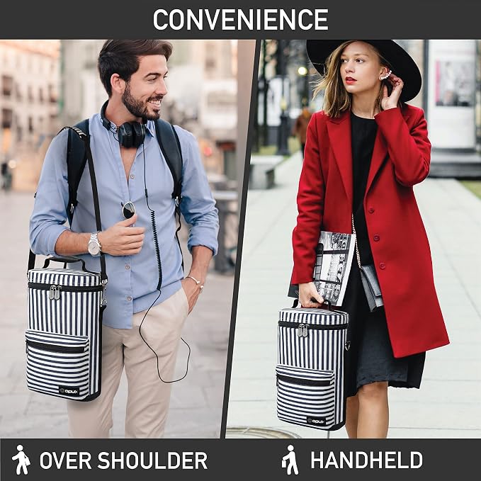 opux Wine Bag 2 Bottle Wine Tote Carrier, Insulated Wine Cooler Bag - Image 6